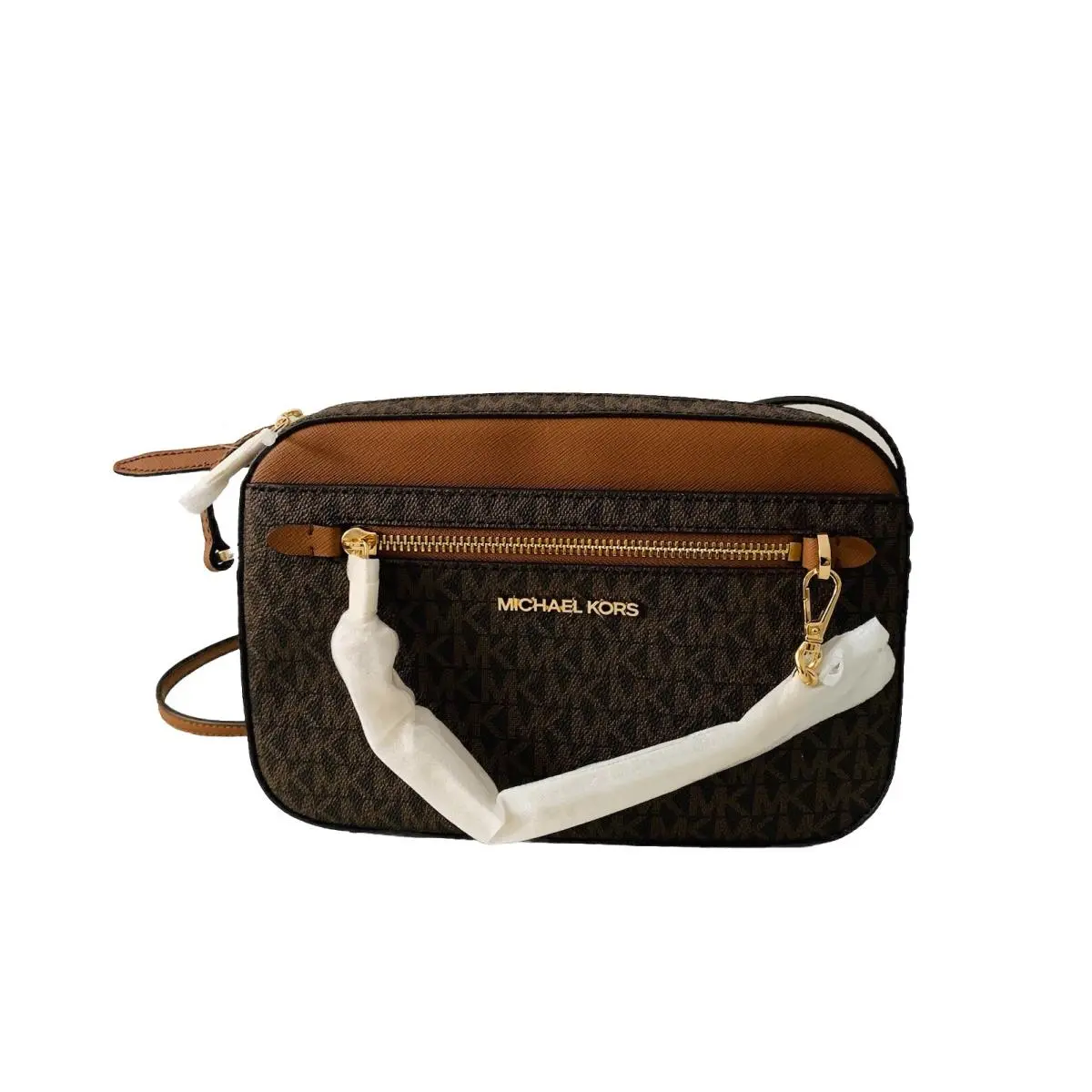 Michael Kors Leather Monogram Crossbody Bag Brown Purse Contemporary