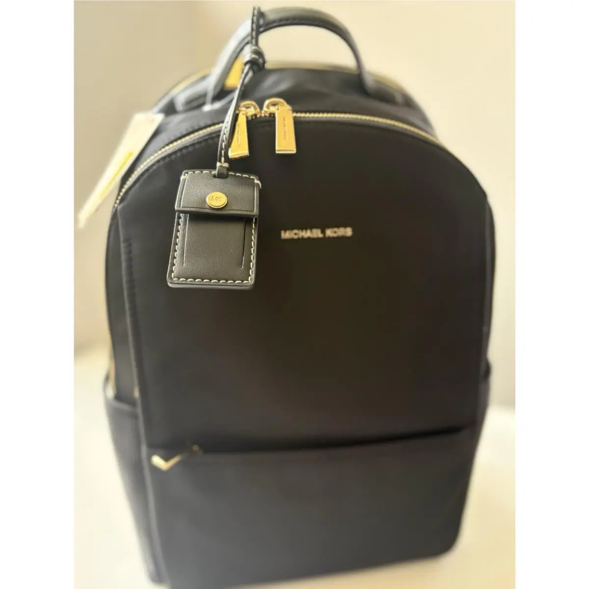 Michael Kors Sable Large Nylon Backpack Black/gold