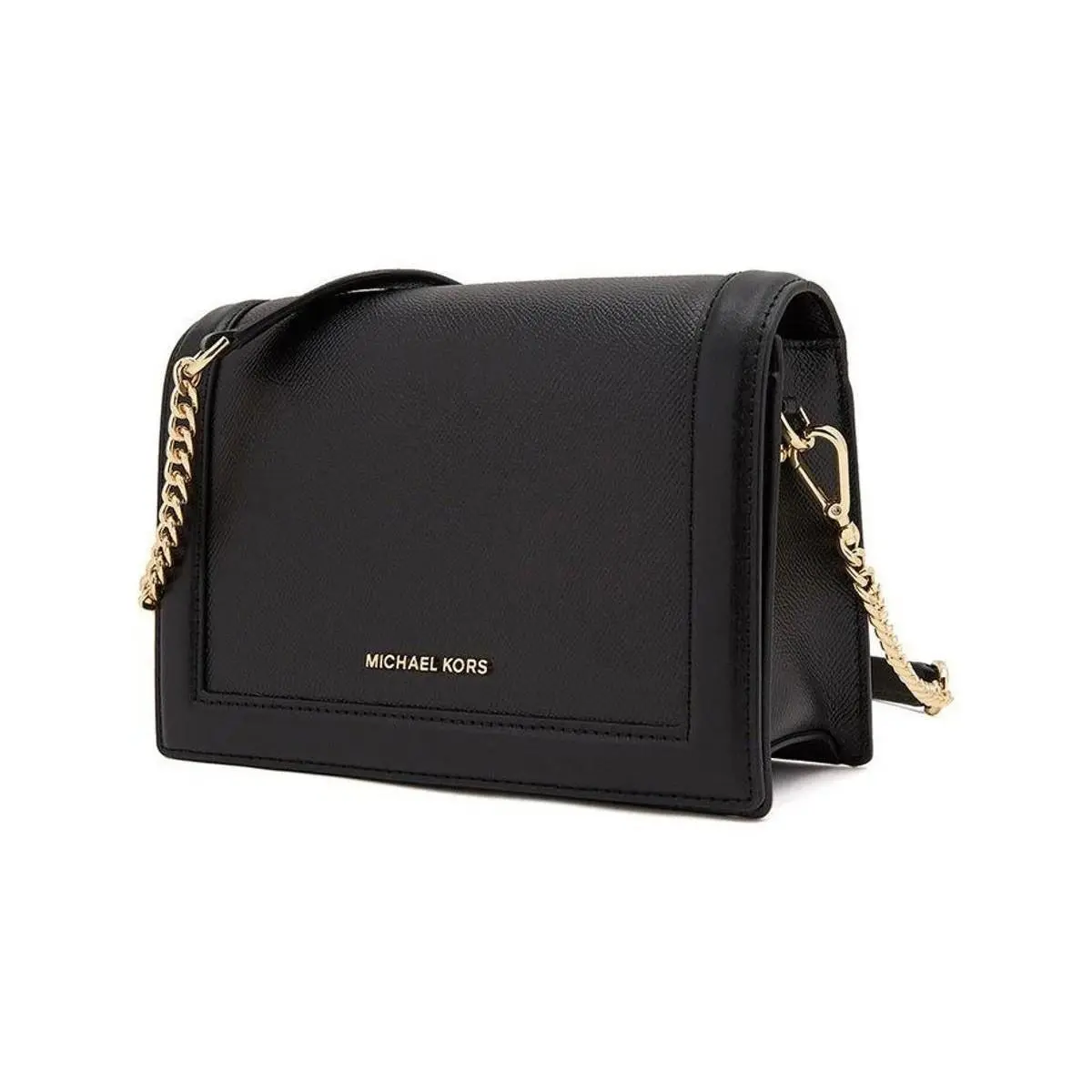 Michael Kors Jet Set Leah Full Flap Chain Crossbody In Black Saffiano Leather