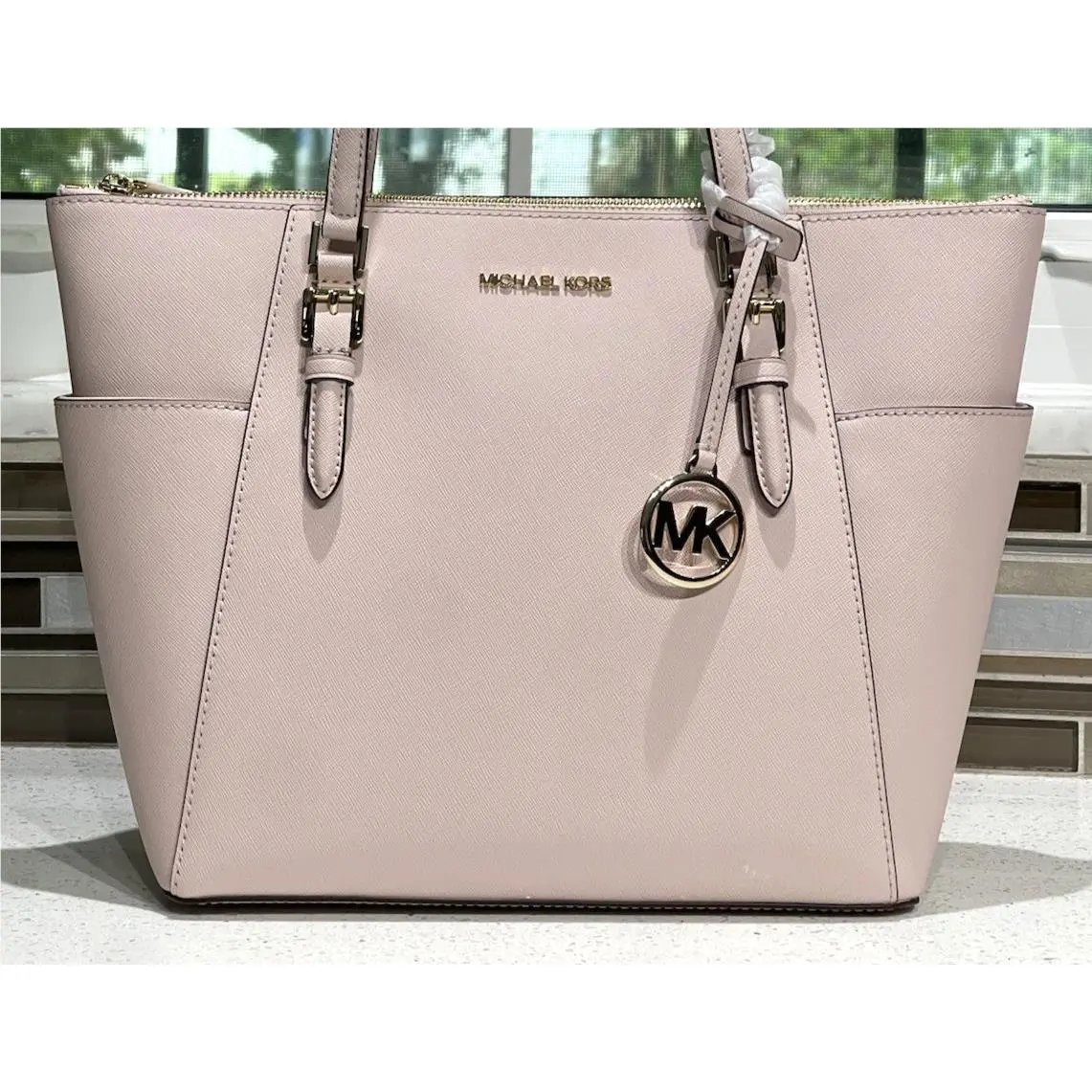 Charlotte Large Medium Zip Tote Shoulder Bag MK Powder Blush Pink by Michael Kors