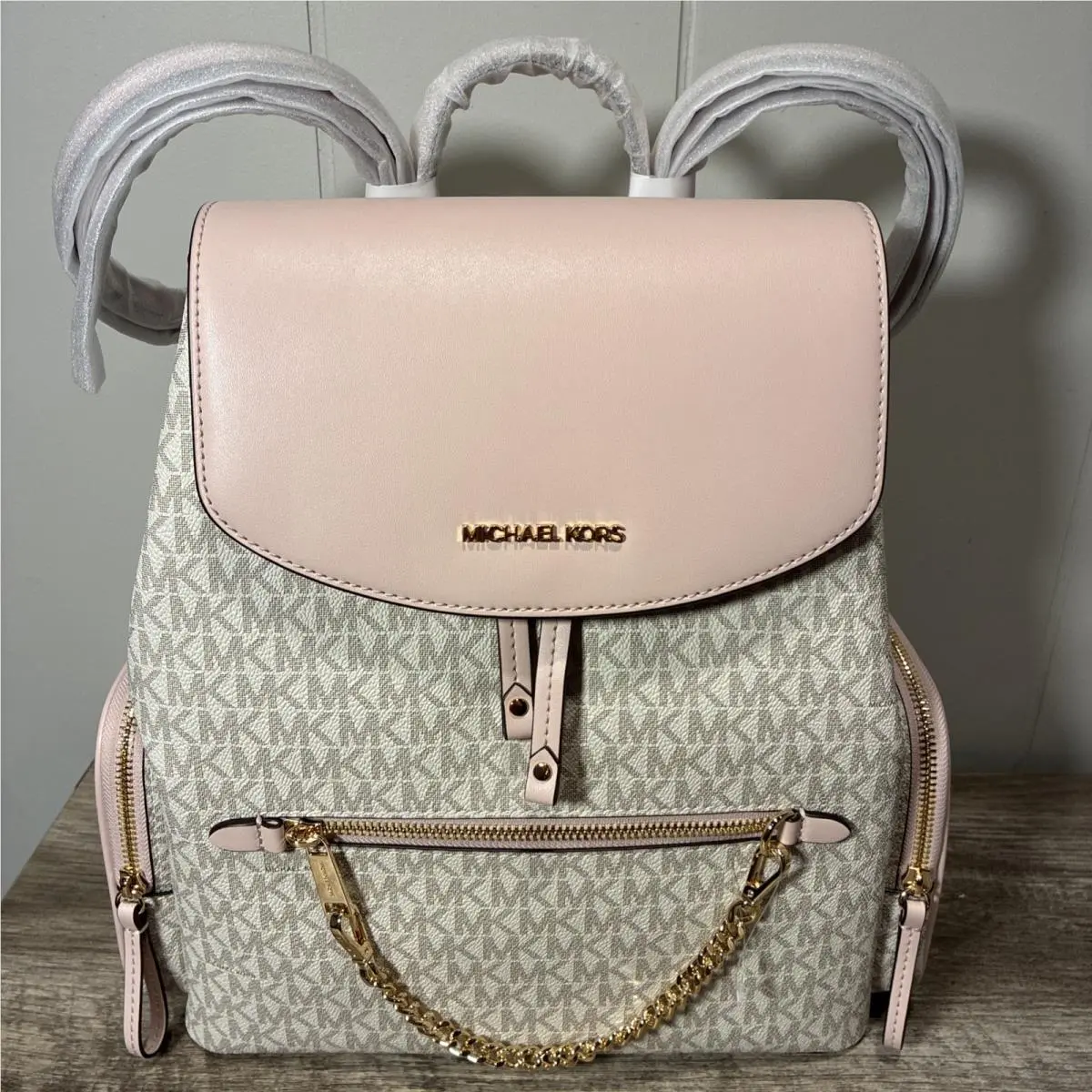Powder Blush Large Logo Backpack Jet Set Purse Tote by Michael Kors