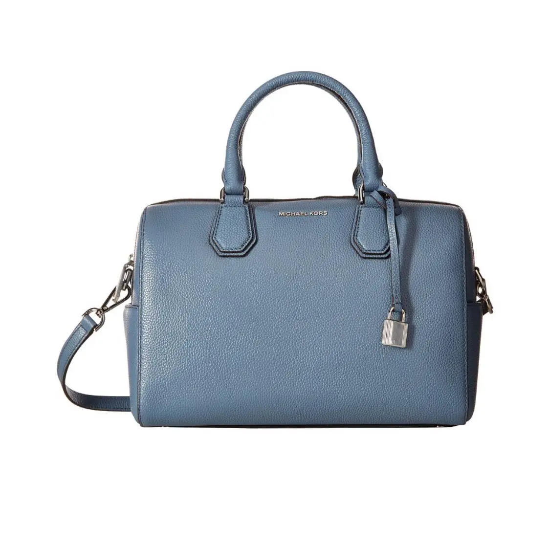 Michael Kors Mercer Duffel Leather Color Denim Silver Hardware Medium