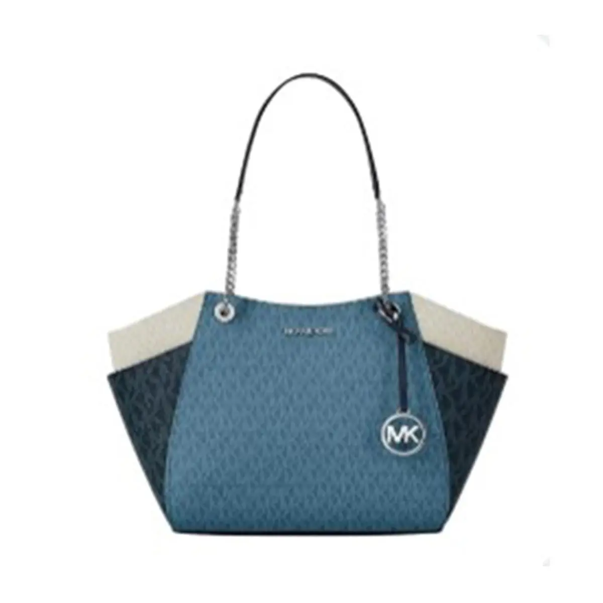 Michael Kors Jet Set Large Color-block Signature Logo Shoulder Bag 35S5STVE3B-De - Exterior: Denim, Hardware: Silver