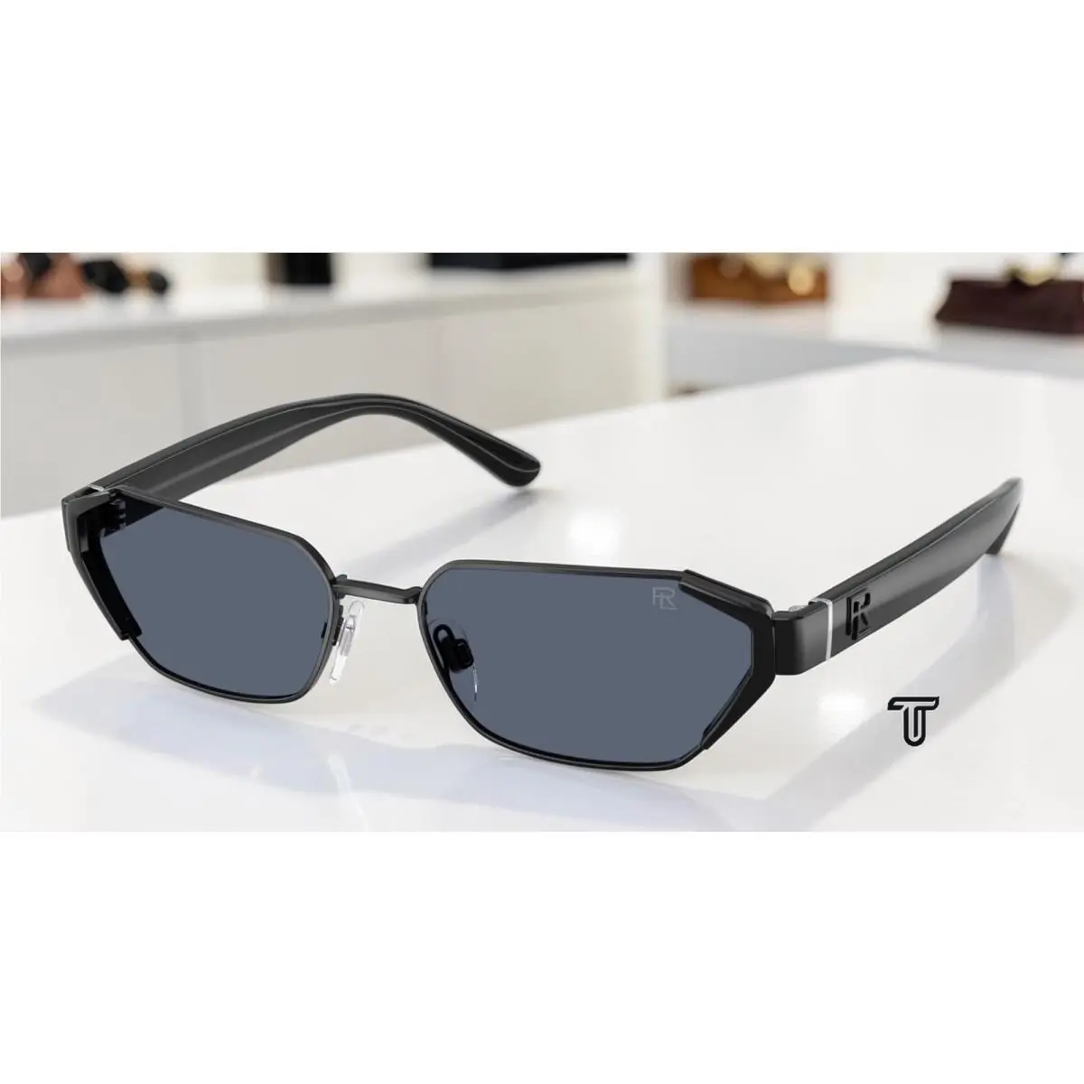 Ralph Lauren RL7094 922387 Semi Shiny Black Grey 56 mm Women`s Sunglasses