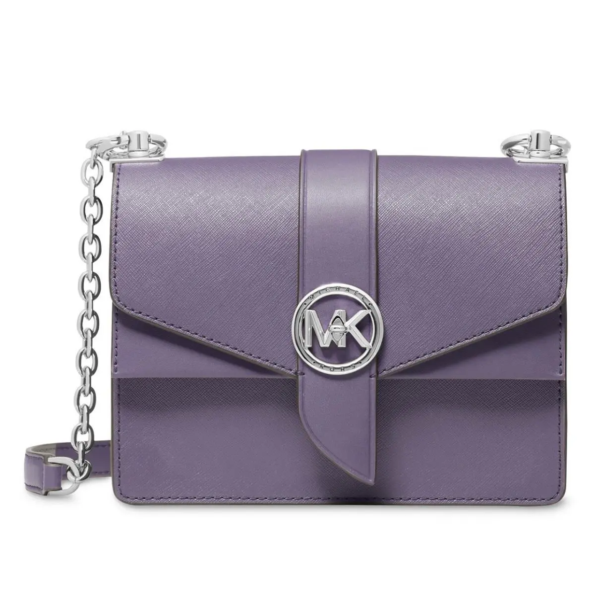 Greenwich Small Leather Convertible Crossbody Orchid Haze Silver by Michael Kors