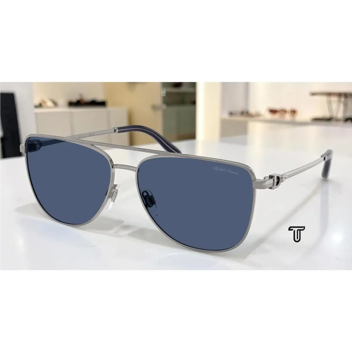 Ralph Lauren RL7096 900280 Shiny Gunmetal Dark Blue 59 mm Women`s Sunglasses