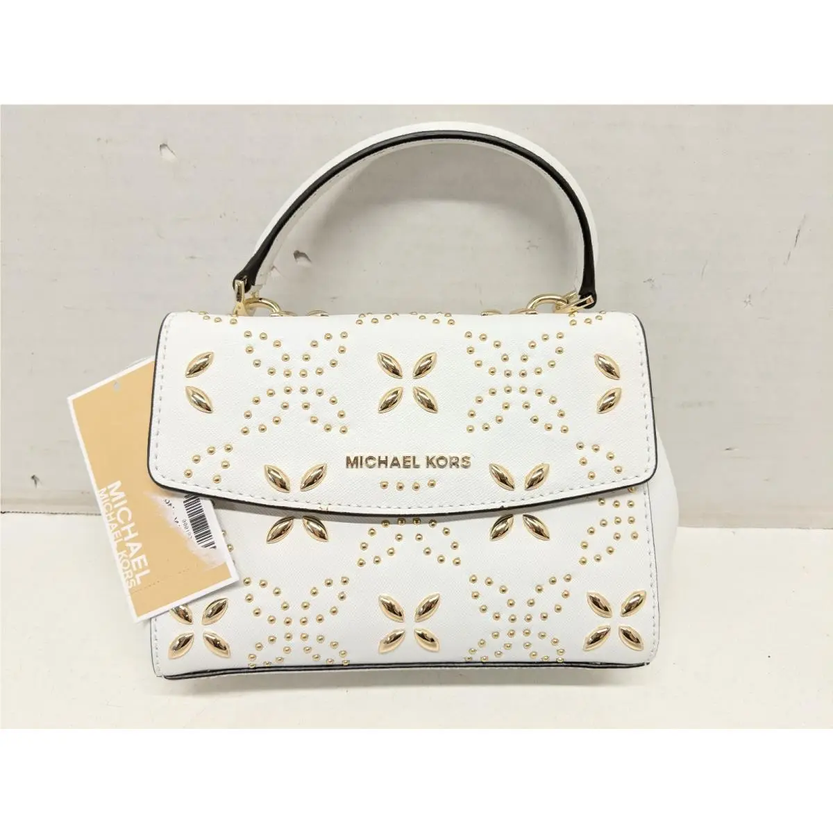 Ava XS White Leather Crossbody Handbag by Michael Kors