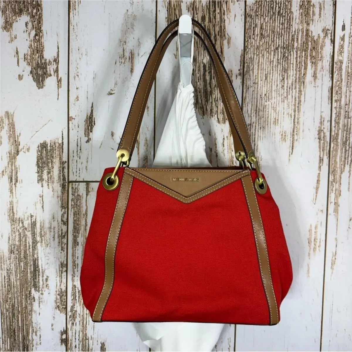 Raven Terracotta Large Pocket Shoulder Tote Bag by Michael Kors