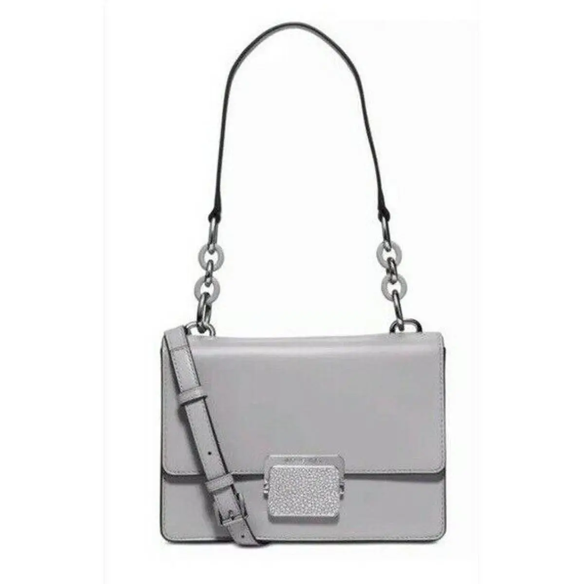 Michael Kors Gray Leather Cynthia Shoulder Bag Flap Closure