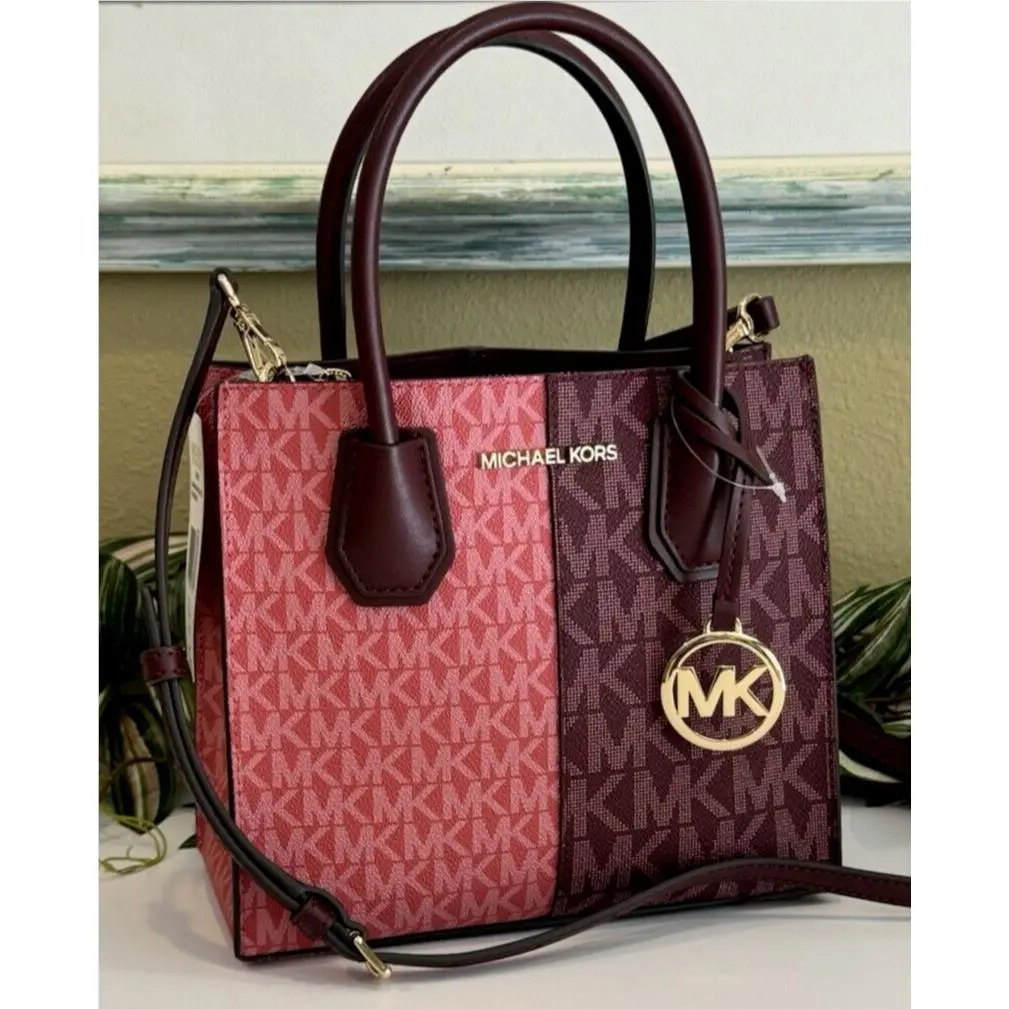 Mercer Medium Small Messenger Crossbody Bag Oxblood Merlot 2 Tone by Michael Kors