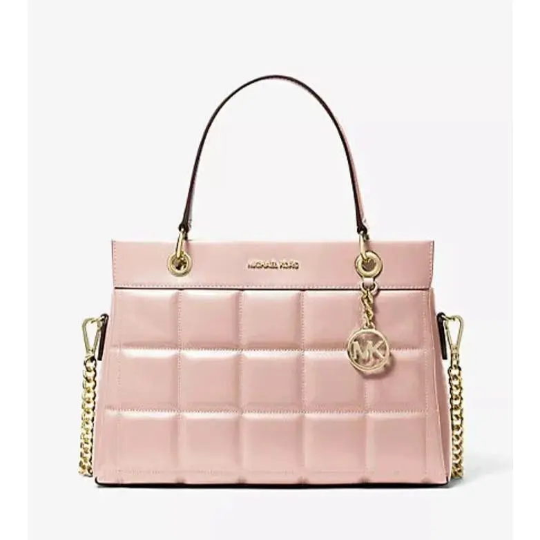 Checkered Medium Quilted Leather Tote Bag Gold Tone Hardware by Michael Kors