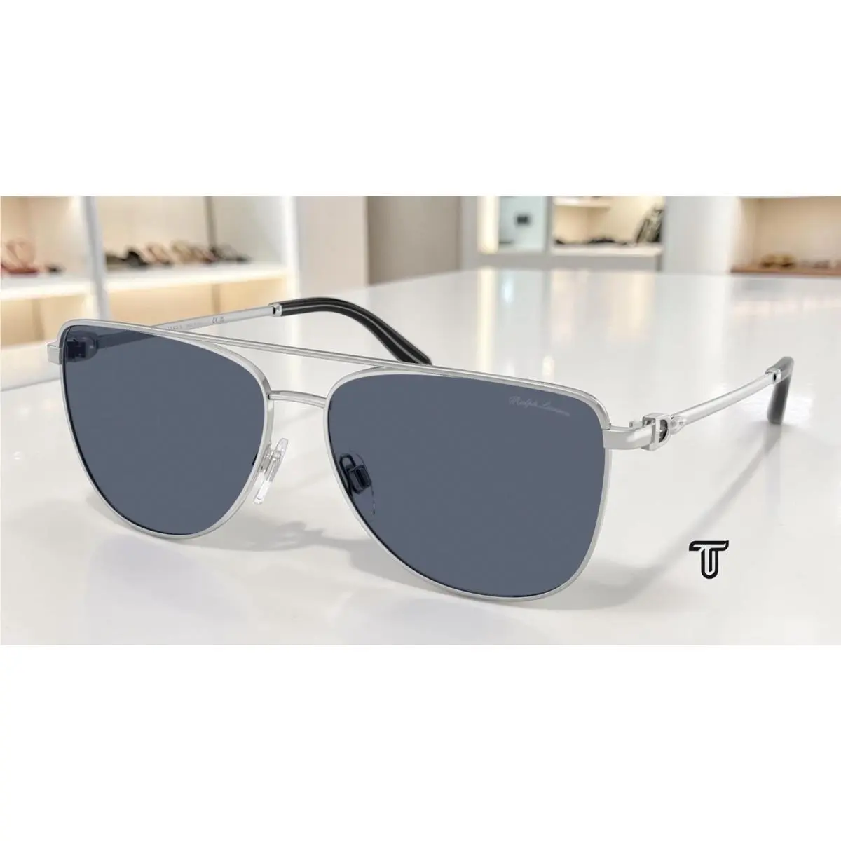Ralph Lauren RL7096 900187 Shiny Silver Dark Grey 59 mm Women`s Sunglasses
