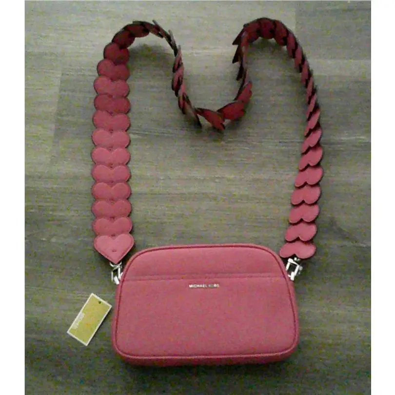Jet Set Rosewood Pink Small Camera Crossbody Bag Heart Strap by Michael Kors