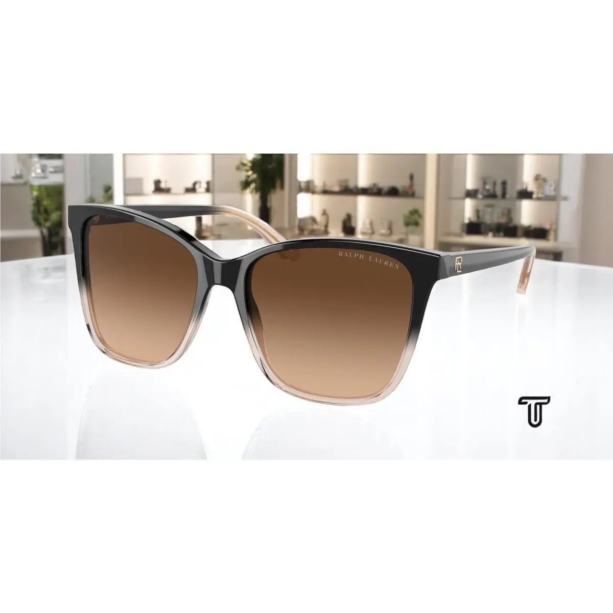 RL8201 602274 Black Transparent Beige Brown 56mm Women`s Sunglasses by Ralph Lauren