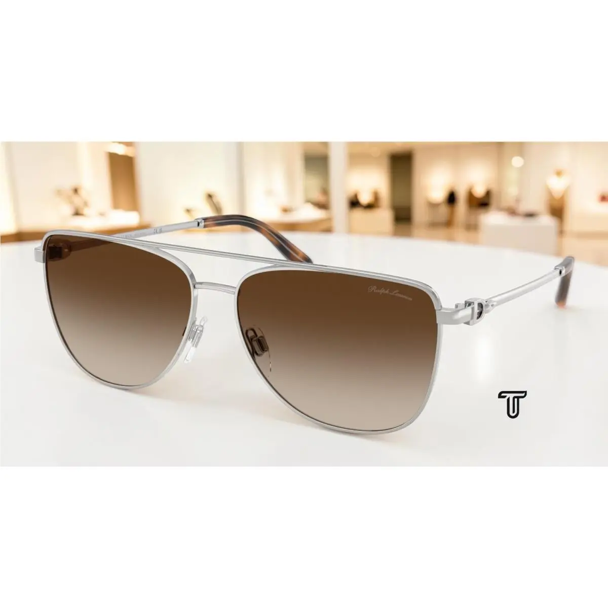 RL7096 900113 Shiny Silver Gradient Brown 59 mm Women`s Sunglasses by Ralph Lauren