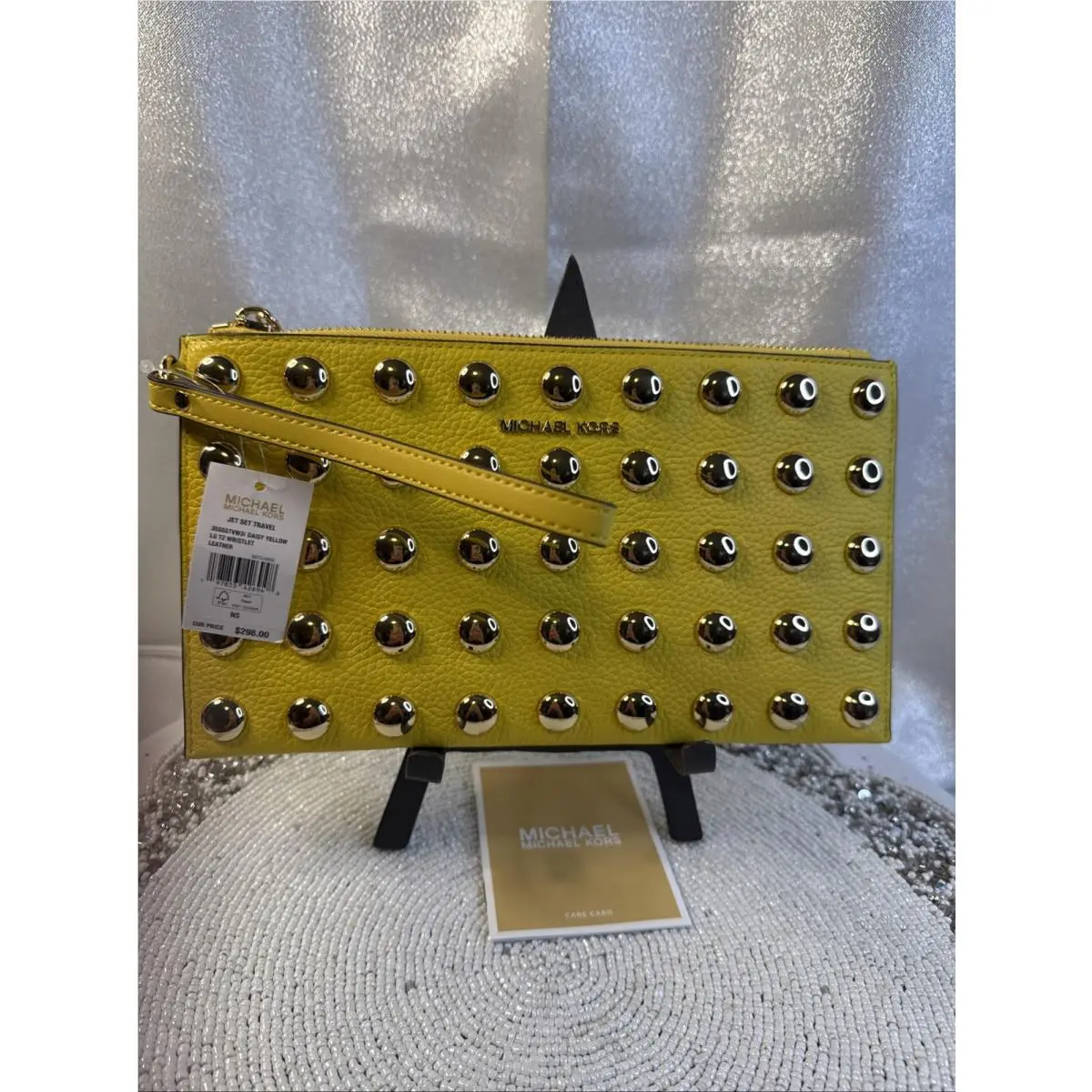 Jet Set Travel Leather Studded Wristlet by Michael Kors