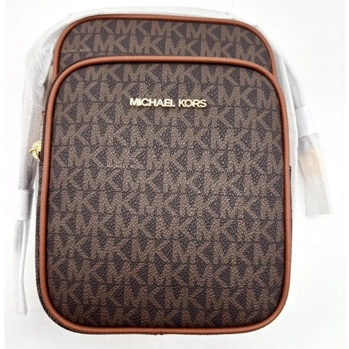 Kors MK Jet Set Travel Medium Logo Crossbody Bag Brown No Box by Michael Kors