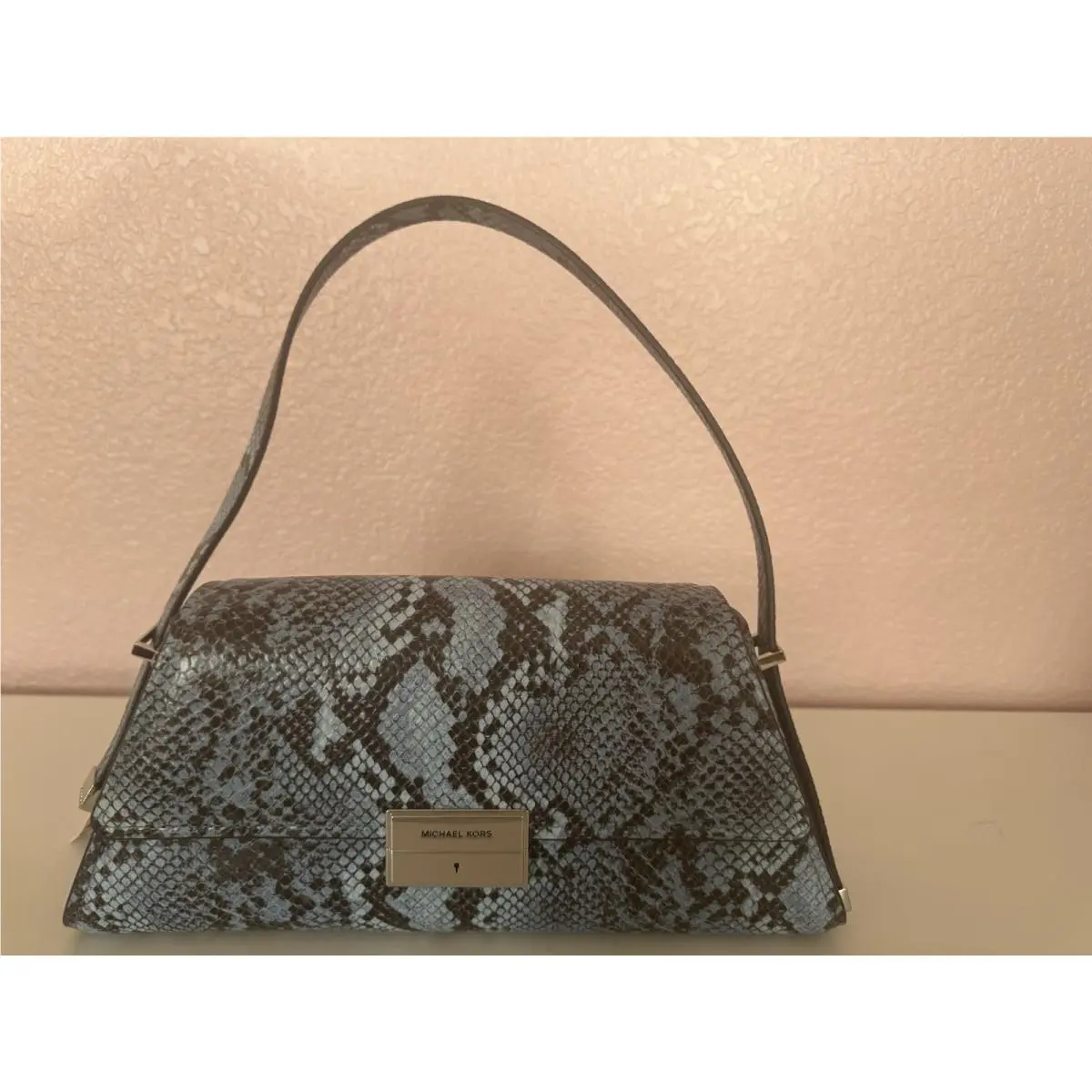 Handbag Ludlow MD Conv Shoulder Bag Snake Blue Leather by Michael Kors
