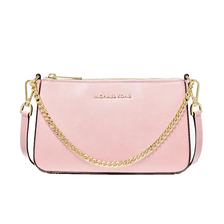 Michael Kors Jet Set Medium Leather Crossbody Bag Pink 2 Pockets Inside
