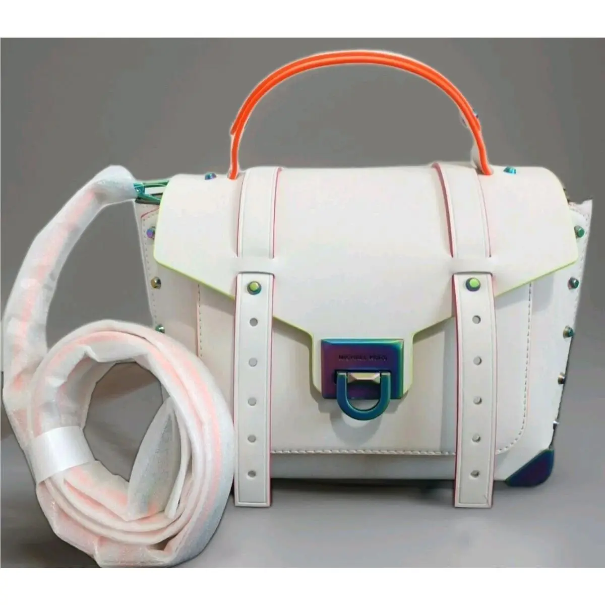 Manhattan Leather White Neon Crossbody Bag Orig Packaging by Michael Kors