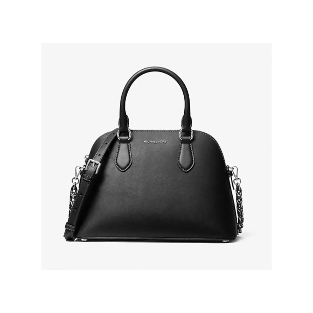 Veronica Medium Logo Dome Satchel Black 30S3S6VS2L-001 by Michael Kors