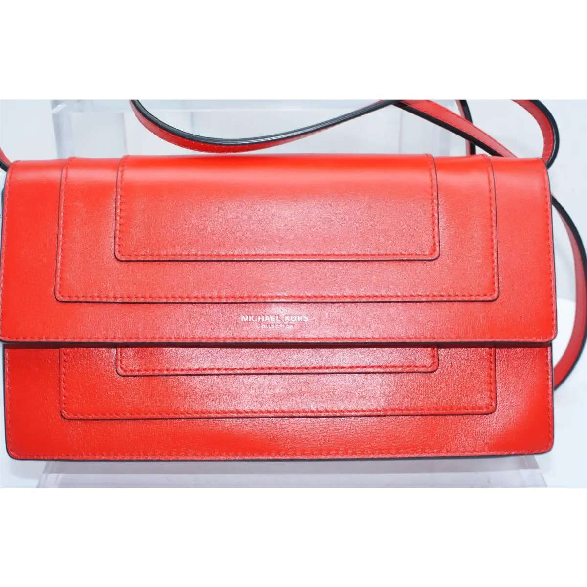 Michael Kors Red Bag Crossbody Women`s Clutch Leather