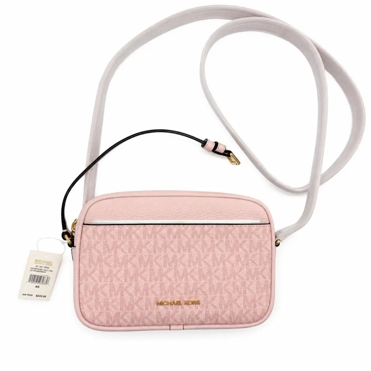 Michael Kors Small Camera Crossbody Bag Powder Blush Pink Gold Hardware Logo