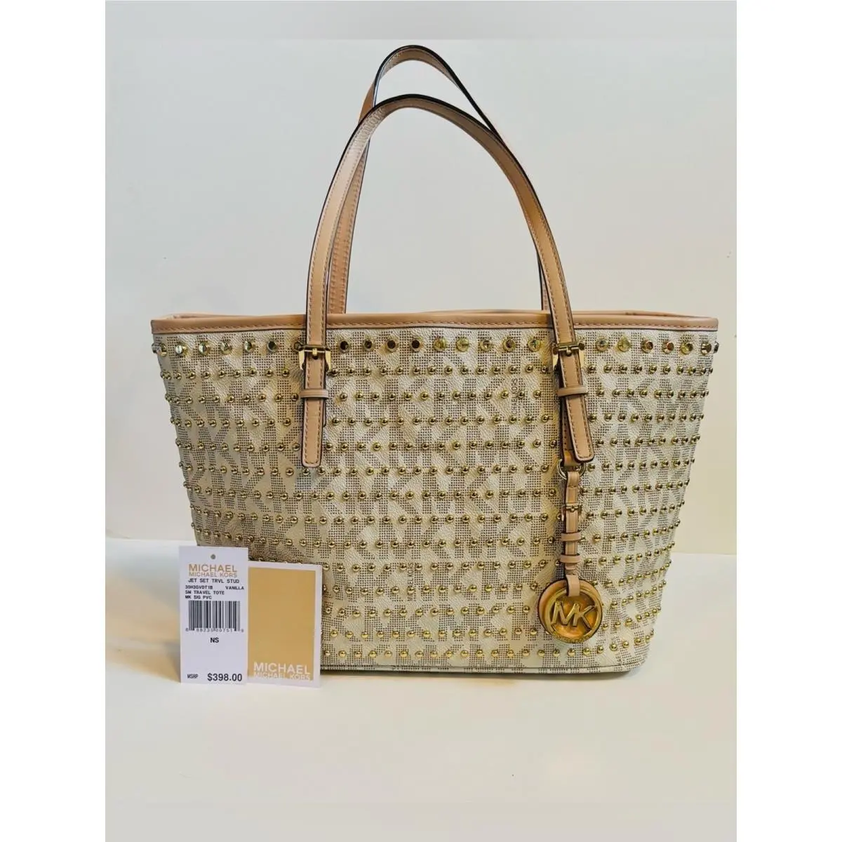 Jet Set Vanilla Beige Studded Tote Bag Limited Edition by Michael Kors