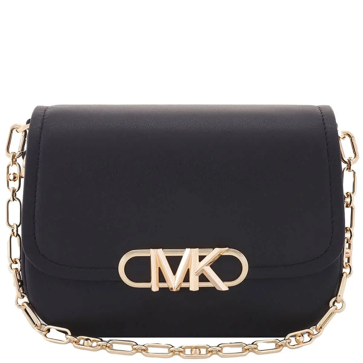 Michael Kors Medium Parker Leather Messenger Bag 30F2G7PC5L001 - Black, Exterior: Black