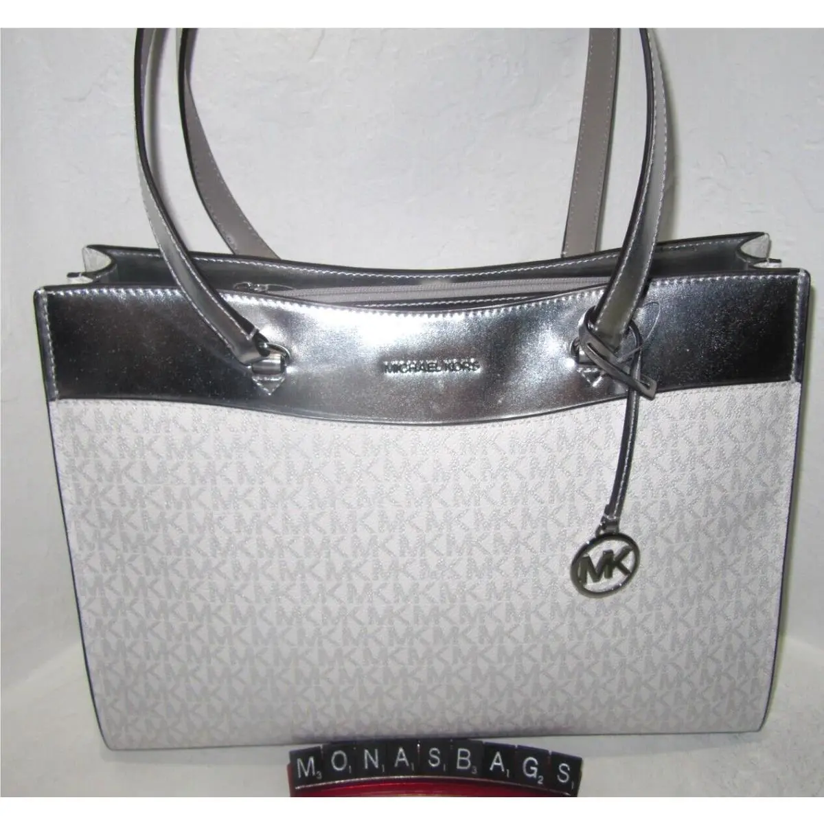 Jet Set Travel Large Logo Multifunction Pocket Tote Bag Silver by Michael Kors