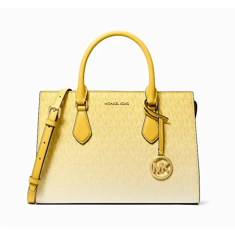 Michael Kors Sheila Medium Ombré Signature Logo Satchel Daisy Yellow Dustbag