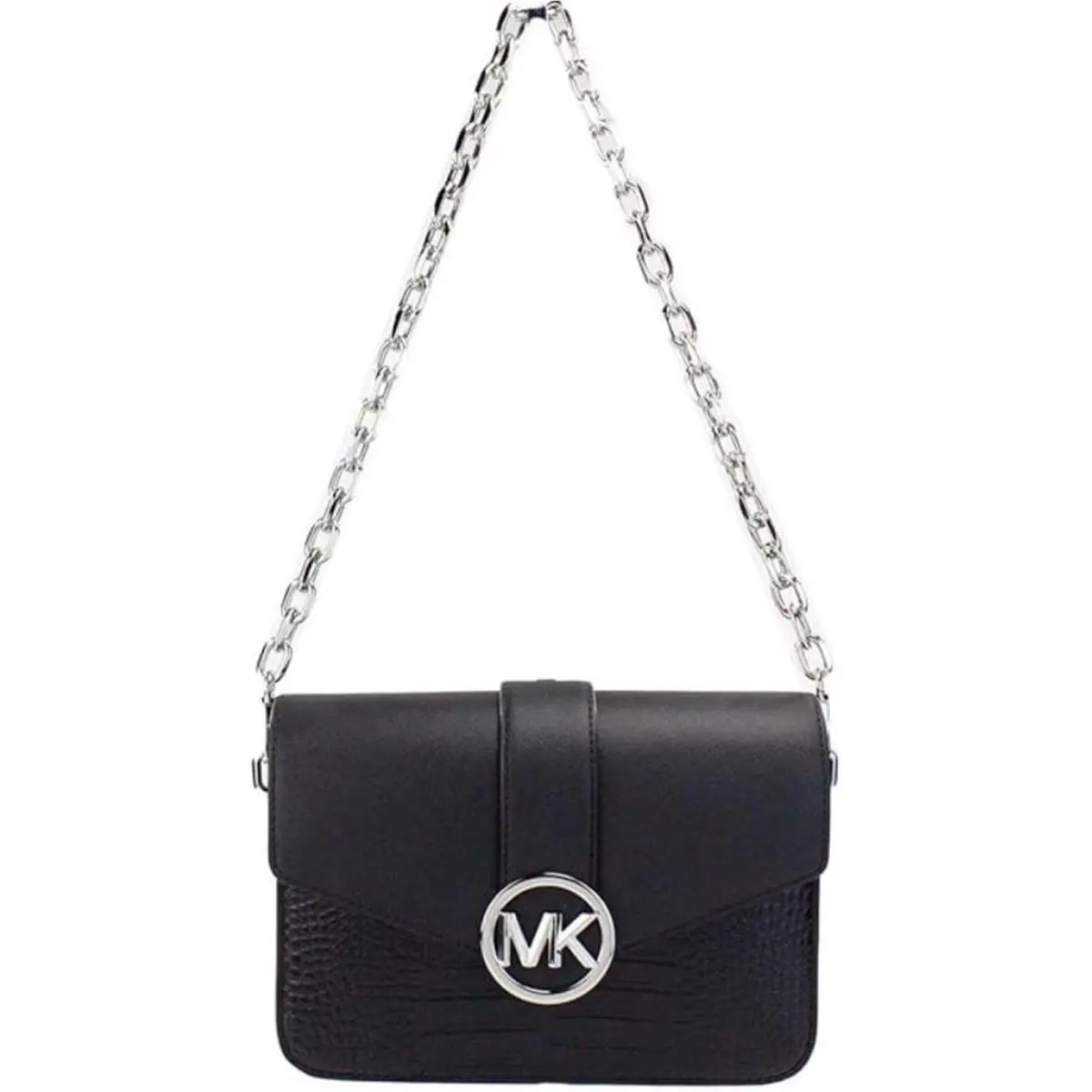 Carmen Medium Crocodile Embossed Convertible Shoulder Bag Black 35 by Michael Kors