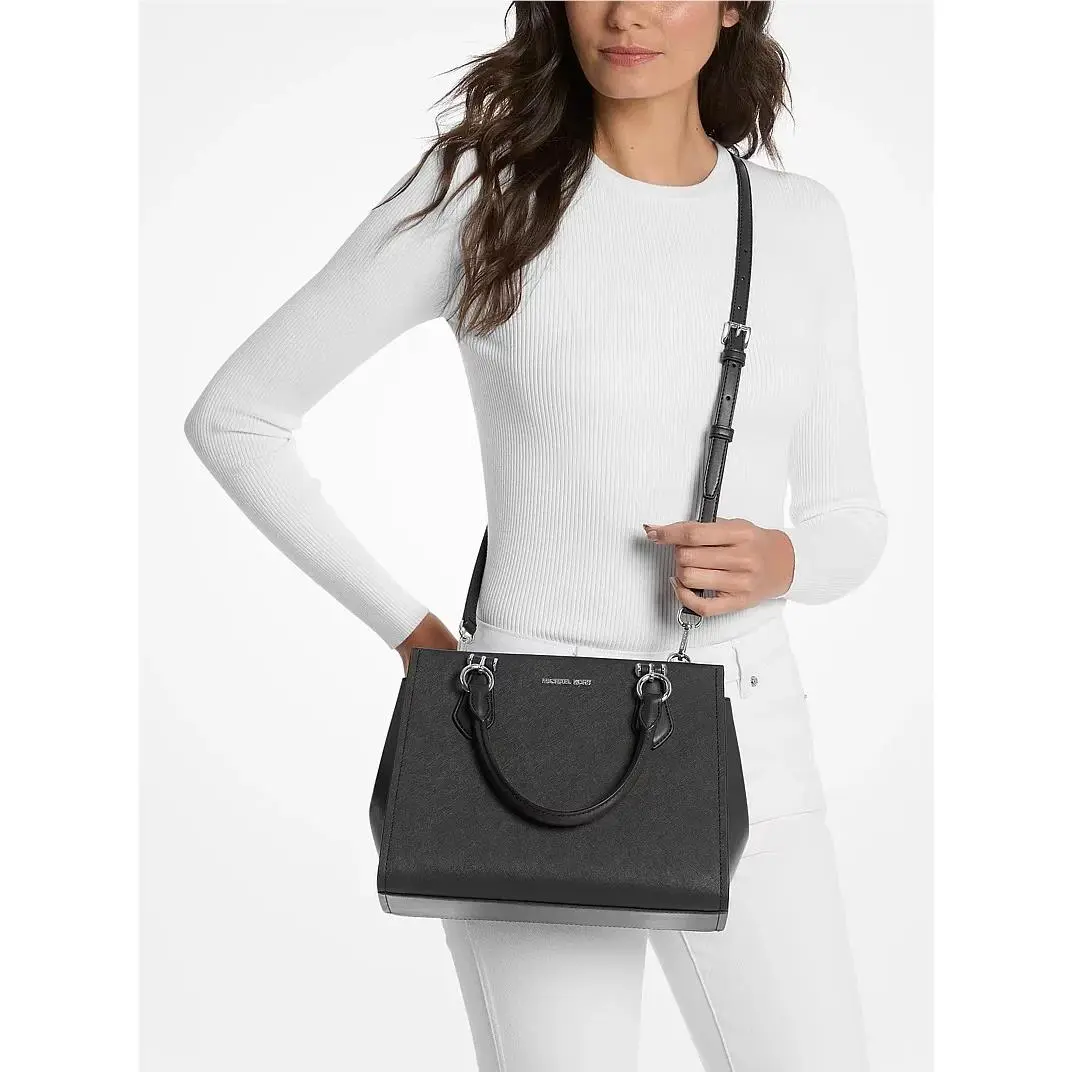 Marilyn Medium Saffiano Leather Convertible Bag Black Dust Bag by Michael Kors