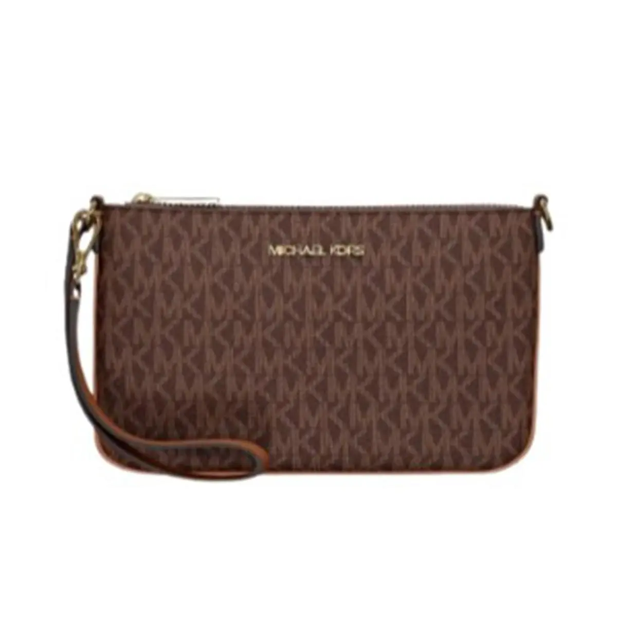 Michael Kors Jet Set Small Signature Logo Convertible Wristlet 35T4GTVW5V-847 - Exterior: Brown, Hardware: Gold