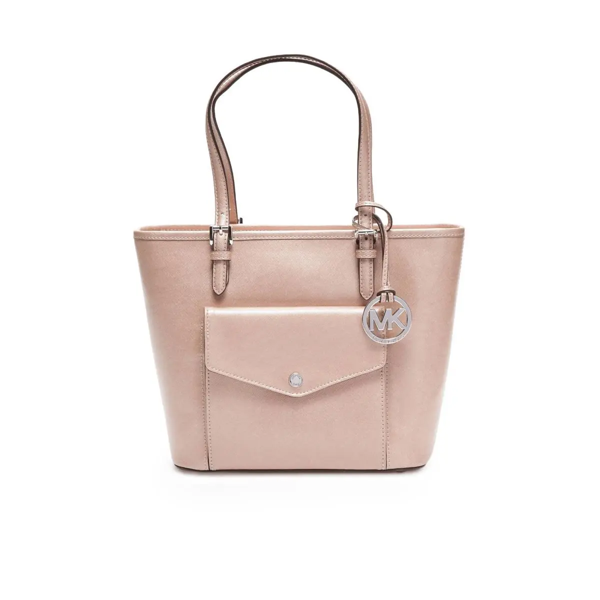 Michael Kors Jet Set Pocket Saffiano Leather Tote Bag Handbag Ballet Pink