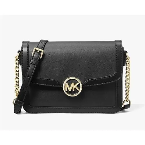 Leida Black Gold Chain Medium Crossbody Shoulder Bag by Michael Kors