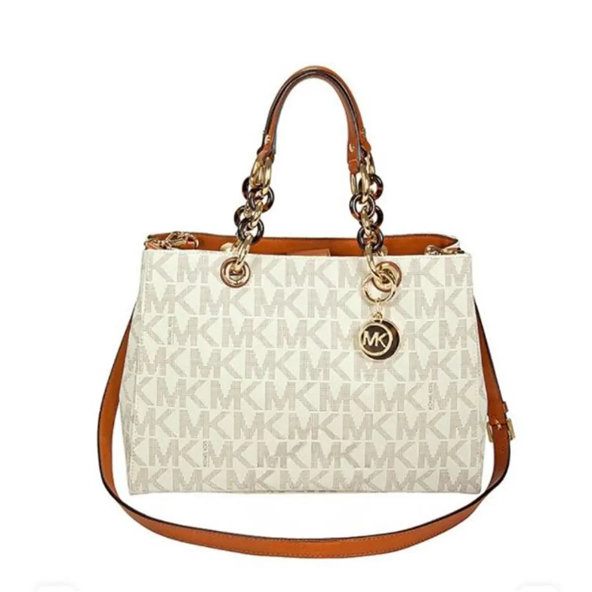 Michael Kors Cynthia Vanilla Pvc Medium Satchel … - Exterior: Vanilla, Hardware: Gold