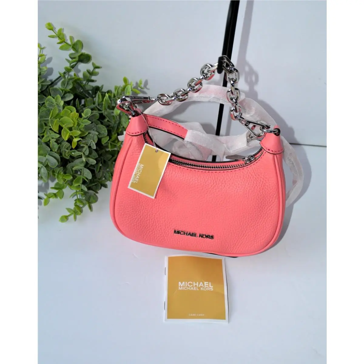 Cora Tea Rose Mini Zip Pouchette Leathr Crossbody Purse by Michael Kors