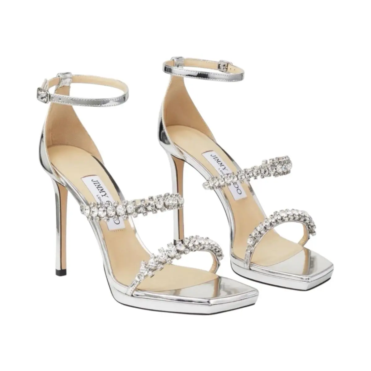 Bing Rhinestone Sandal 105mm Zox 231 Silver 39 Dust Bags by Jimmy Choo