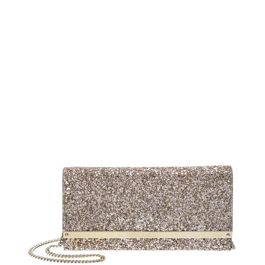 Jimmy Choo Milla Glitter Wallet On Chain Women`s Pink