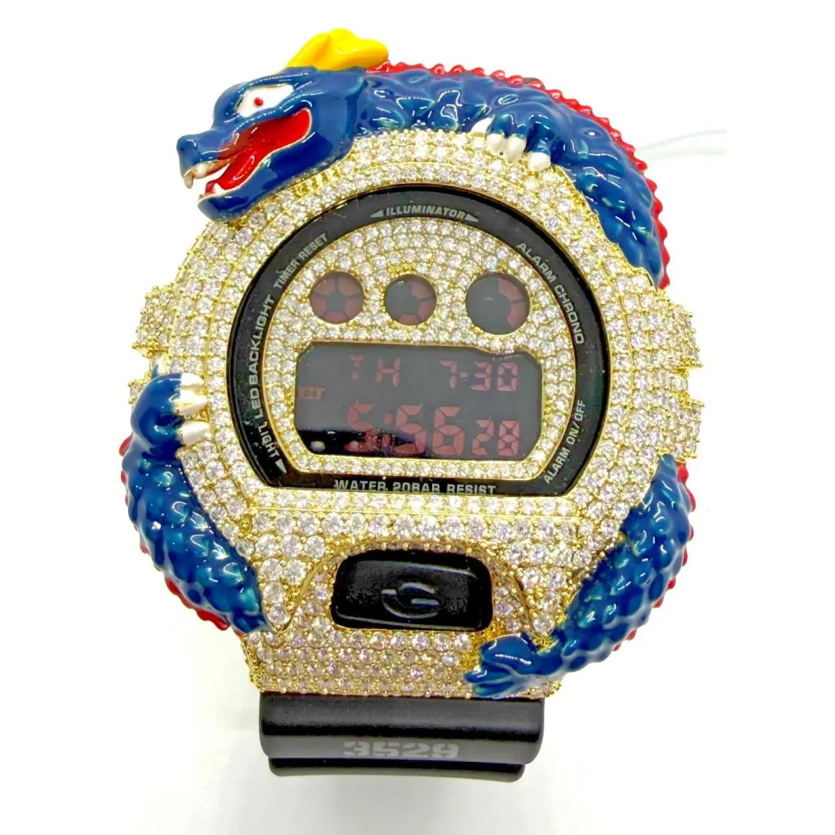 G-shock DW-6900 Moissanite Bezel Iced Out Watch Custom Luxury Mod by Casio