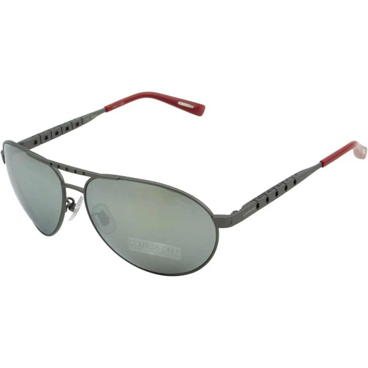 SCHB01M 8G3P Gunmetal Mens Aviator Sunglasses Silver Polarized Lens by Chopard
