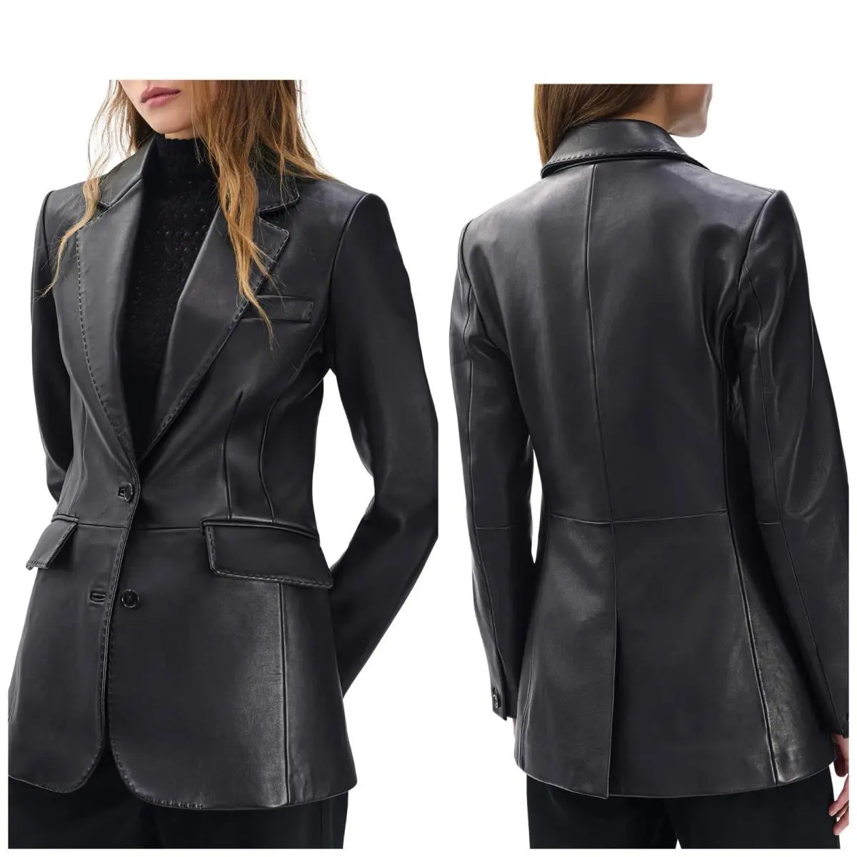 Rag Bone 428 Ash Leather Blazer In Black Size: 0