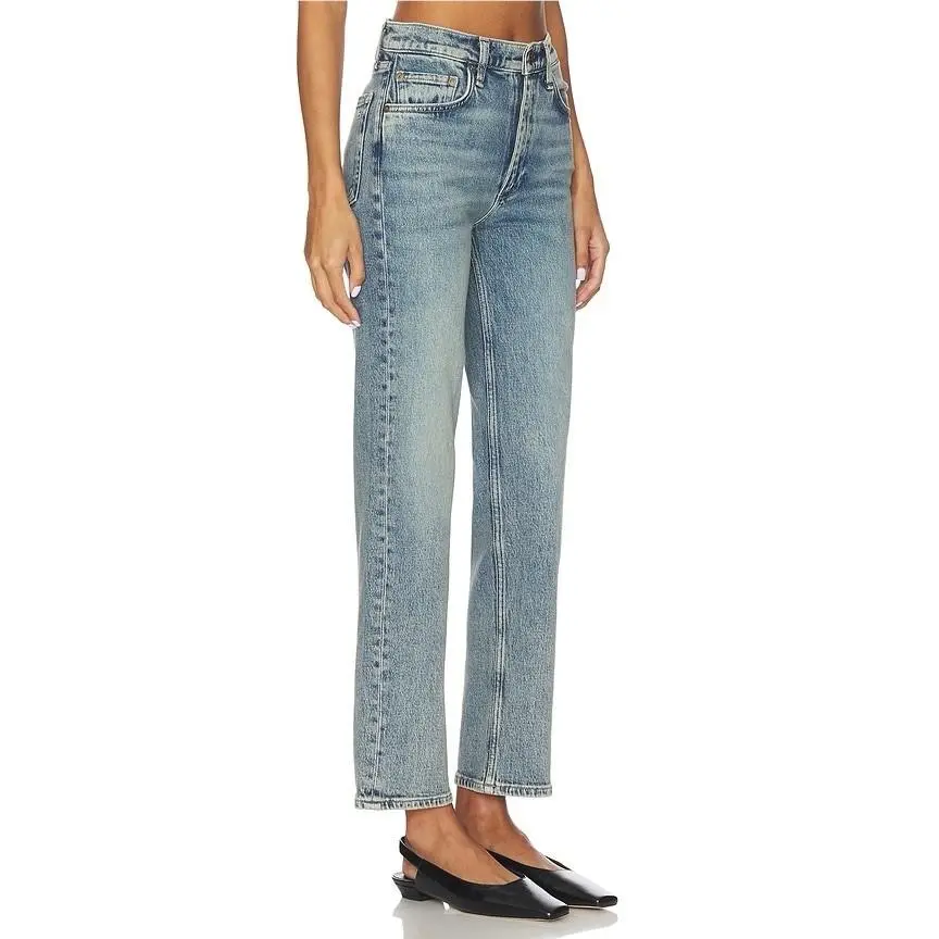 Rag Bone The Harlow Mid Rise Medium Blue Ankle Straight Jeans Size 25