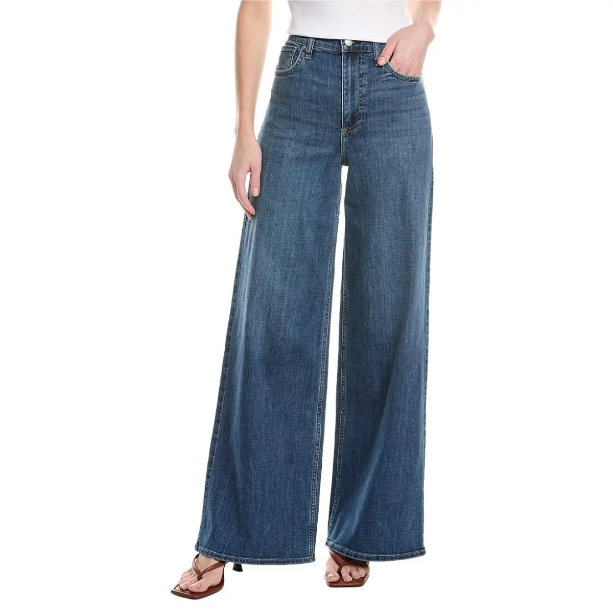 Rag Bone Serena High Rise Ultra Wide Leg Full Length Jeans Womens 28