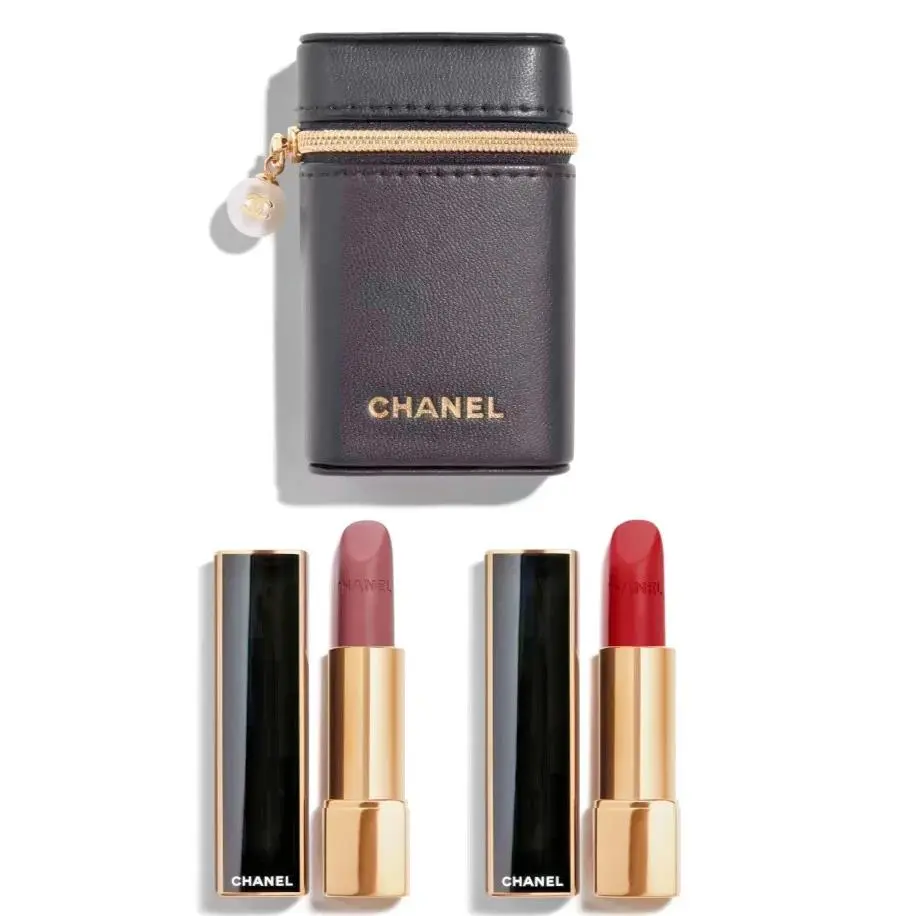 Chanel Rouge Allure Velvet Le Perles Limited Edition Pouch 2 Lipsticks 458 459