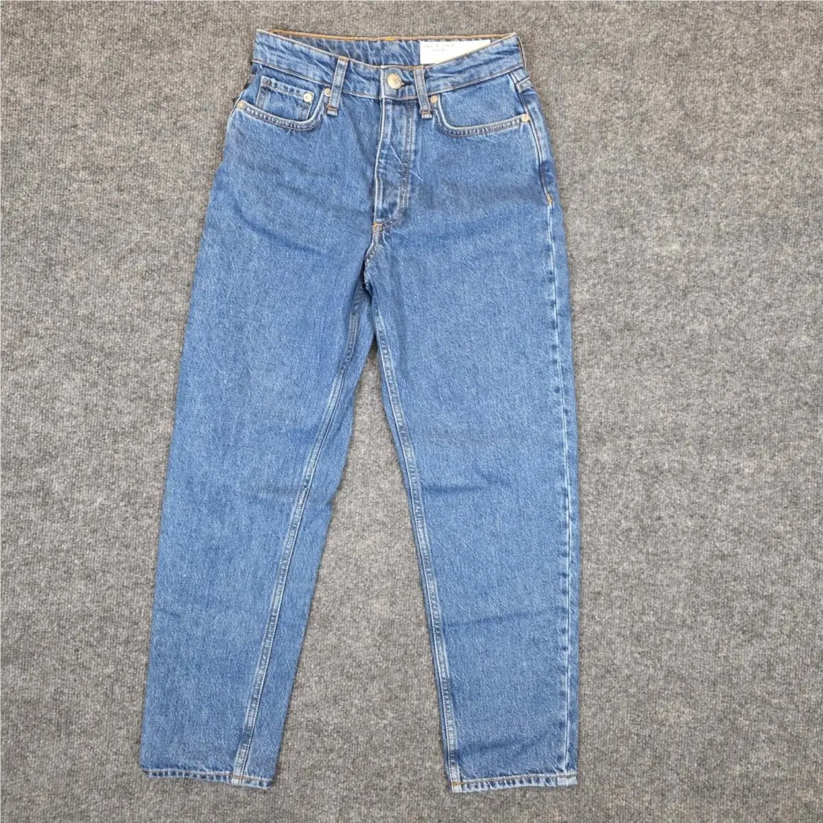 Rag Bone Alissa High Rise Barrel Leg Jeans Women 23 Blue Laguna Button Fly