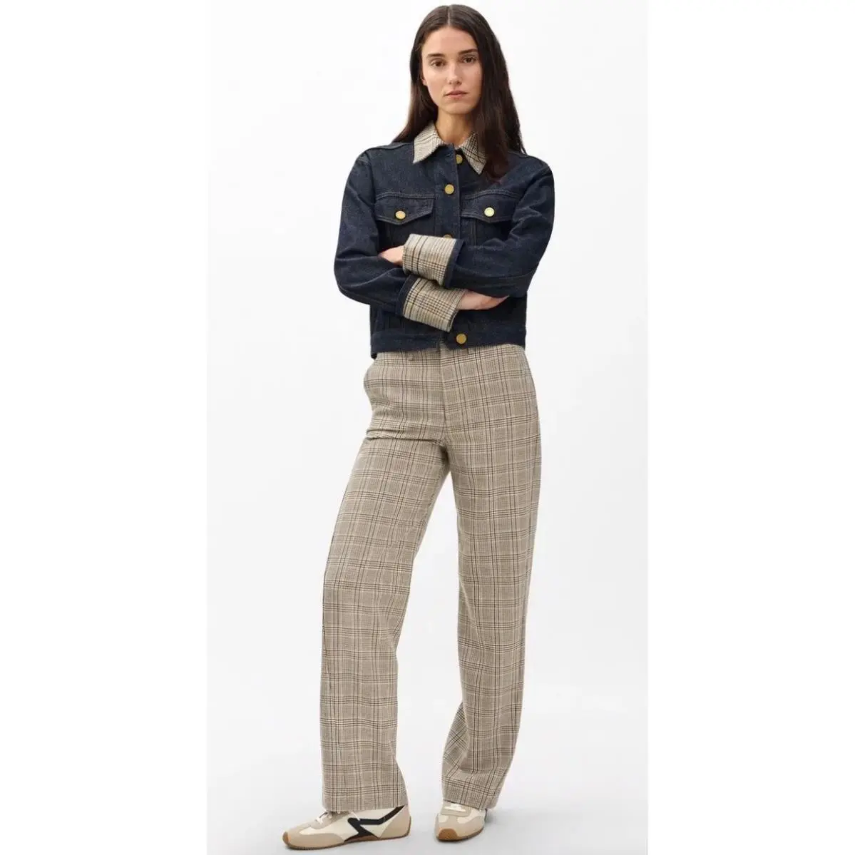 Rag Bone Shea Tan Multi Wool Blend Plaid Straight Leg Dress Pants Size 00