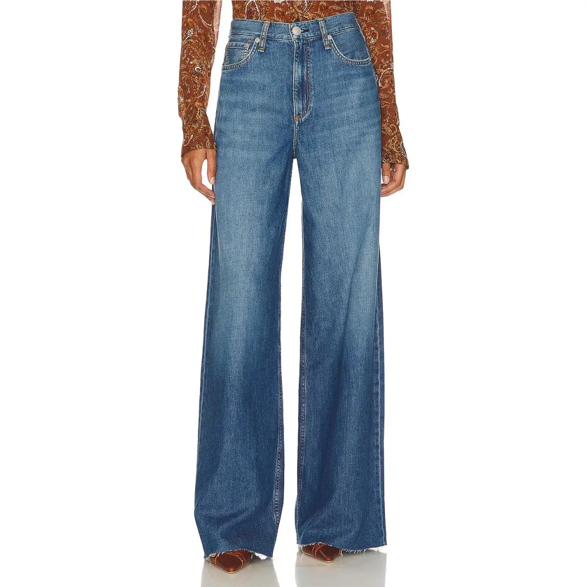Rag Bone Size 31 Featherweight Sofie Jeans Otto High Rise Ultra Wide