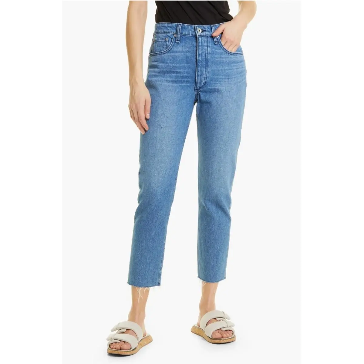 Rag Bone Nina High Rise Ankle Cigarette Jeans Poppy Wash Size 24 Button Fly
